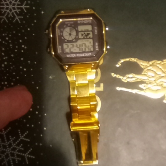 Very beautiful digital watch gold chronograph with - Picture 1 of 2